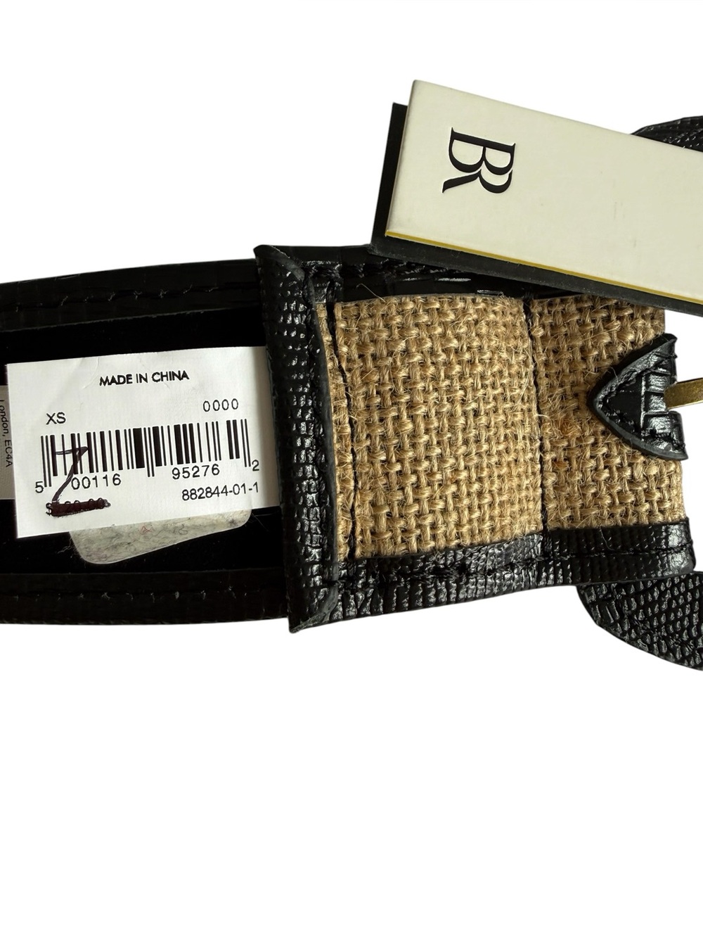 Banana Republic Riviera Linen Leather Belt XS Raffia Black Wide Waist NWT - Picture 3 of 6